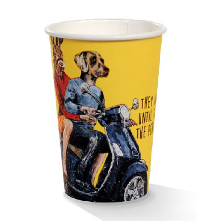 10oz PLA Coated Single Wall Coffee Cup Art Series Carton/1000