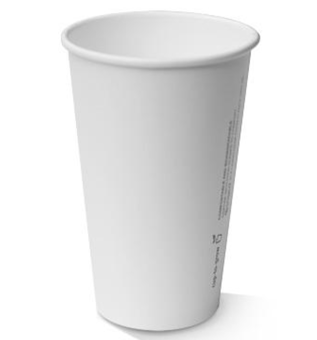 12oz PLA Coated Single Wall Coffee Cup Plain White (Carton of 1000)