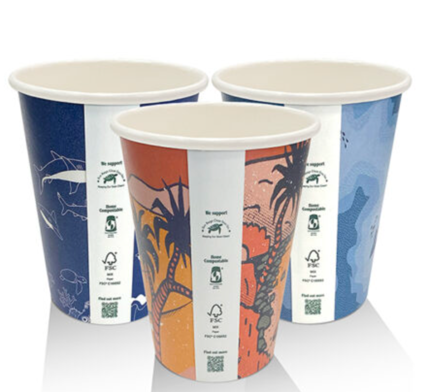 12oz Aqueous Coated Single Wall Coffee Cup Art Series 90mm Carton/1000