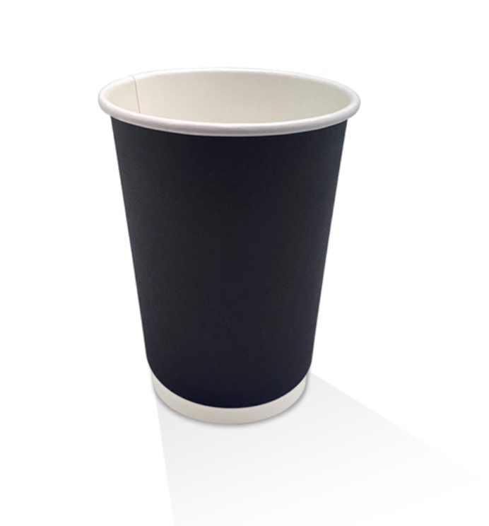 12oz PE Coated Double Wall Coffee Cup Black (Carton of 500)