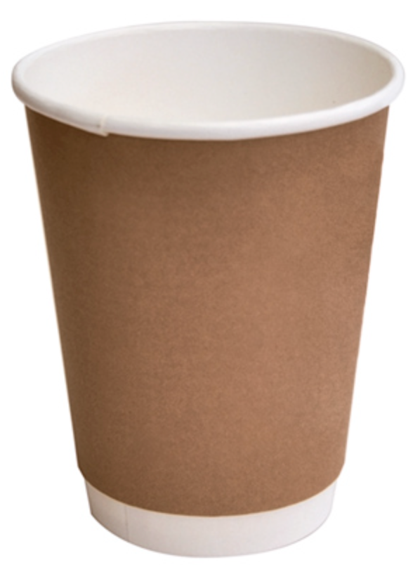 12oz PLA Coated Double Wall Coffee Cup Brown (Carton of 500)