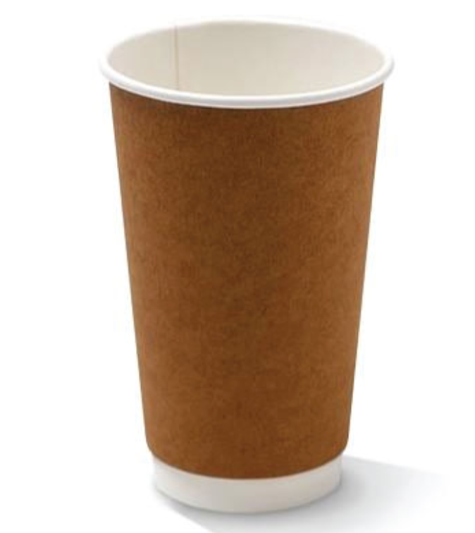 16oz PE Coated Double Wall Coffee Cup Kraft (Carton of 500)