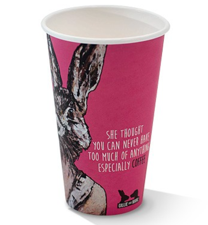 16oz PLA Coated Single Wall Coffee Cup Art Series Carton/1000