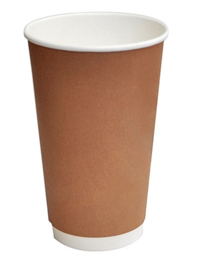 16oz PLA Coated Double Wall Coffee Cup Brown (Carton of 500)