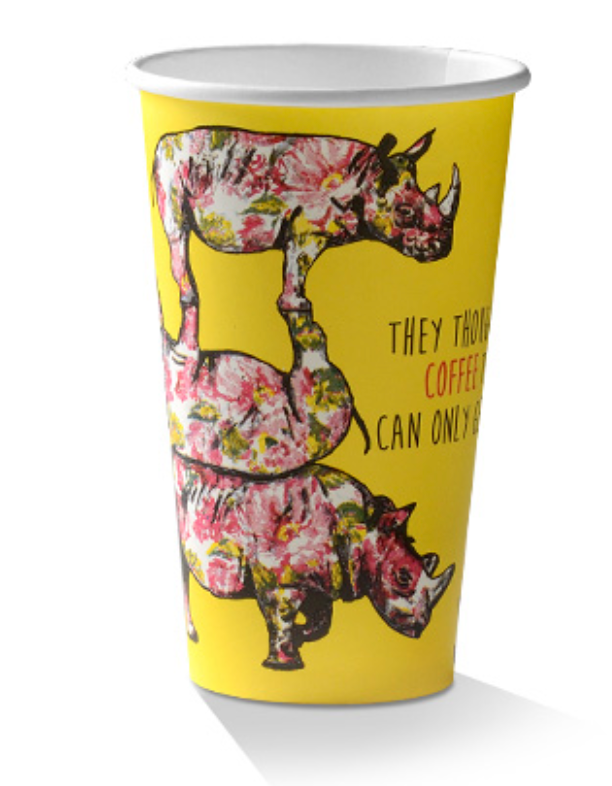 16oz PLA Coated Single Wall Coffee Cup Animal Print (Carton of 1000)