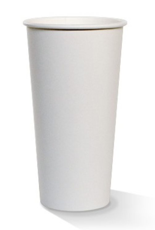20oz PLA Coated Single Wall Coffee Cup Plain White Carton/1000