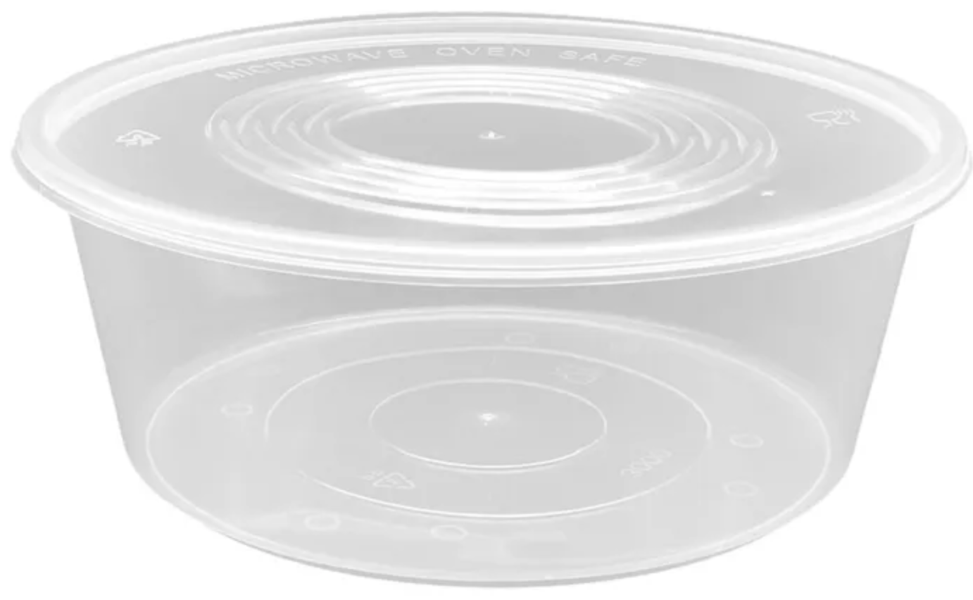 220ml Round Plastic Containers and Lids Carton/500