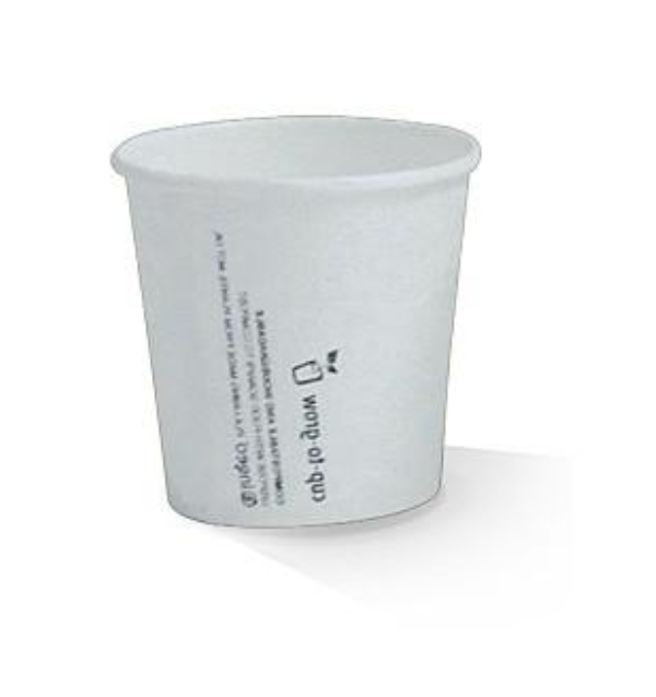 4oz PLA Coated Single Wall Coffee Cup Plain White Carton/1000