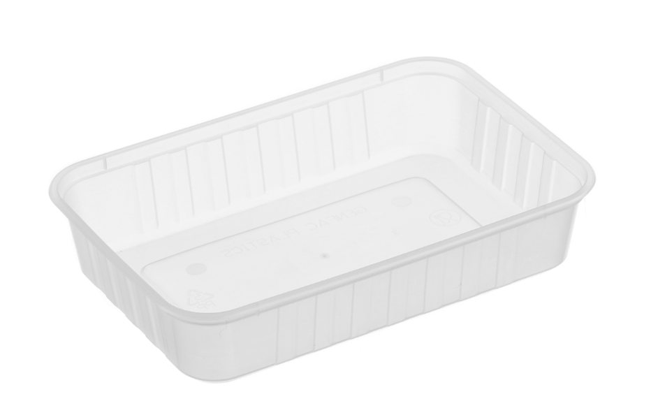 Genfac 500ml Ribbed Rectangular Container Natural Clear Carton/500