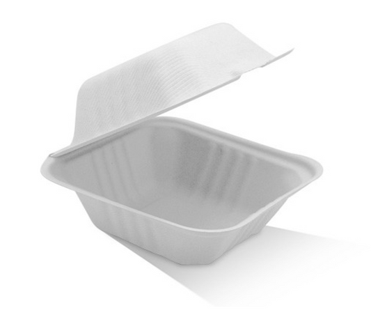 6" Clamshell Sugarcane Hamburger (Carton of 400)