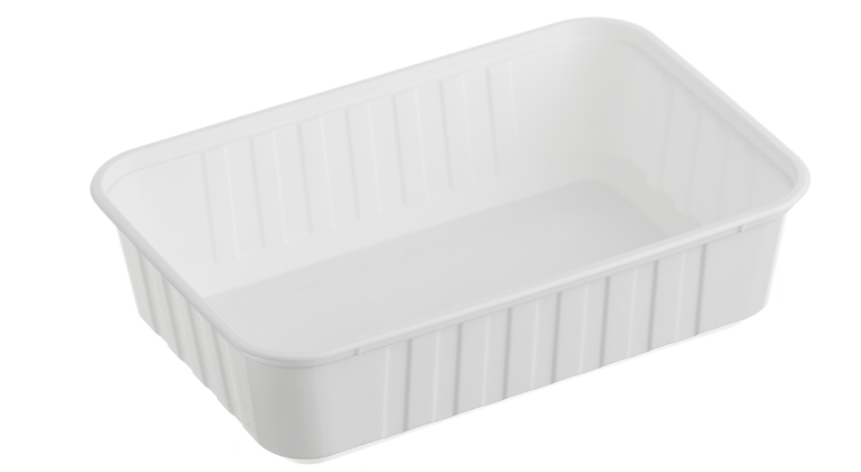 Genfac 750ml Ribbed Rectangular Container White Carton/500