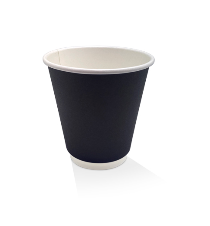 8oz PE Coated Double Wall Coffee Cup Black (Carton of 500)