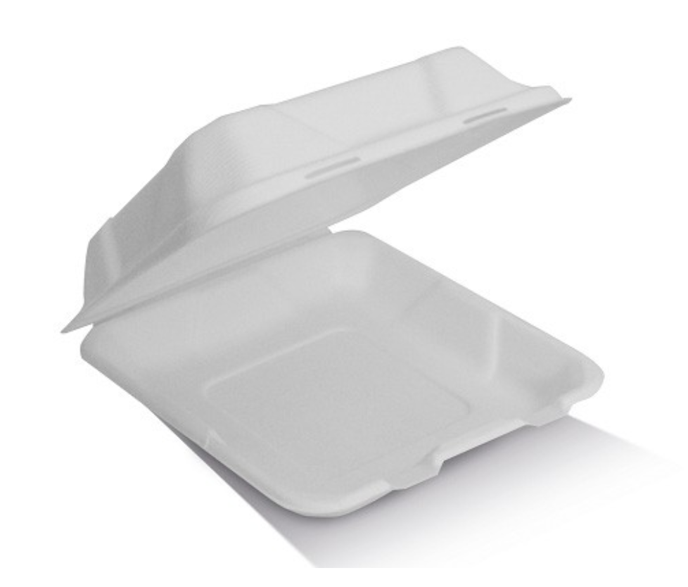 8" Clamshell Sugarcane Carton/200