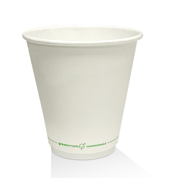 8oz PLA Coated Double Wall Coffee Cup 90mm White Carton/500