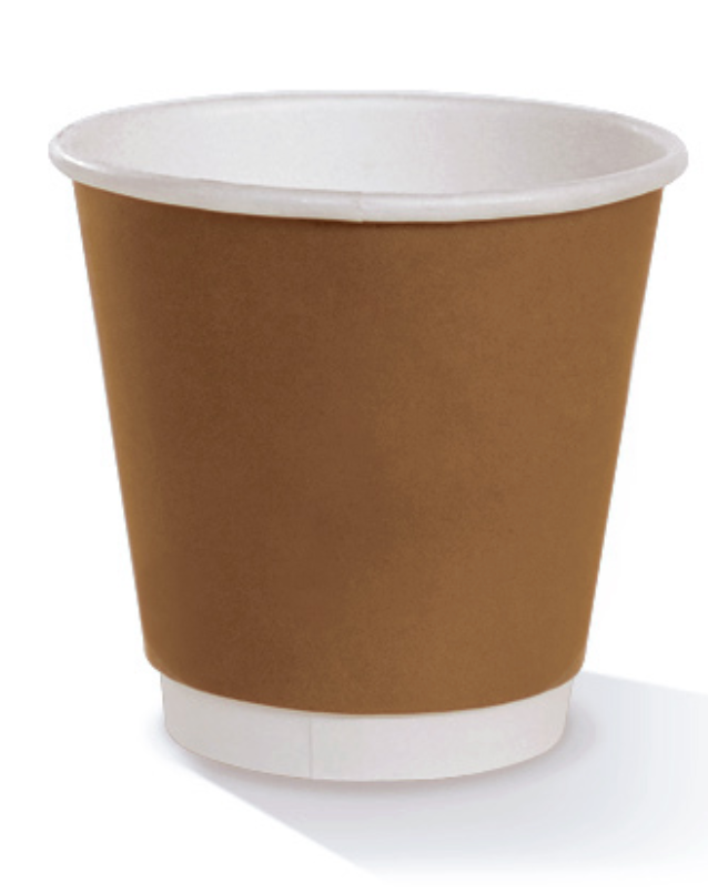 8oz PLA Coated Double Wall Coffee Cup Brown (Carton of 500)