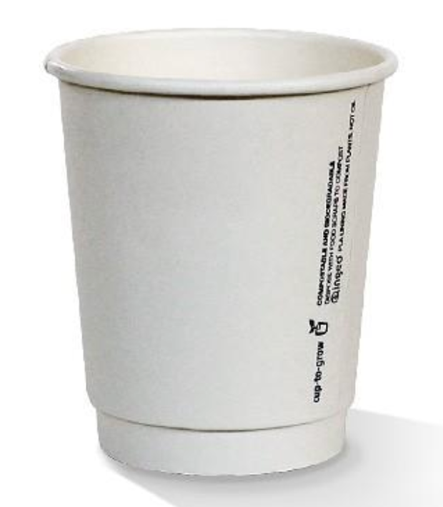 8oz PLA Coated Double Wall Coffee Cup Plain White Standard (Carton of 500)