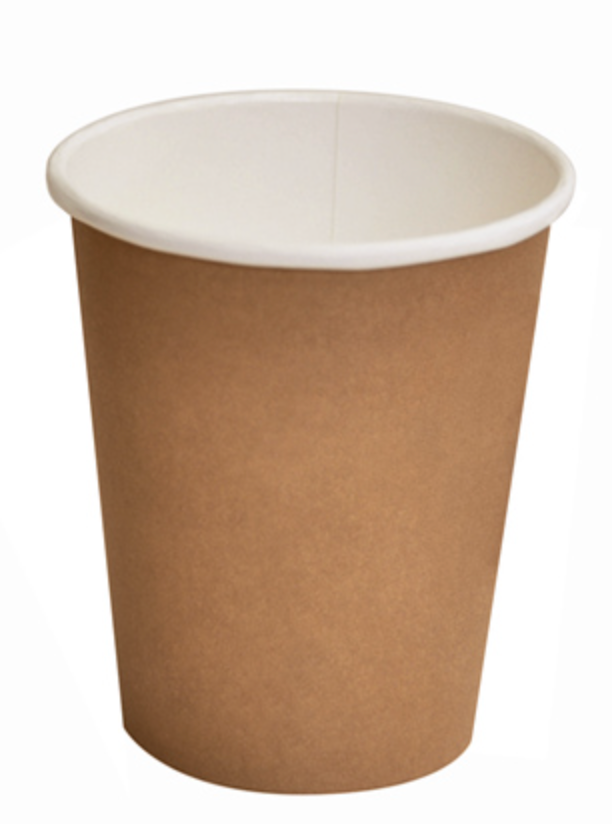 8oz PLA Coated Single Wall Coffee Cup Brown Carton/1000