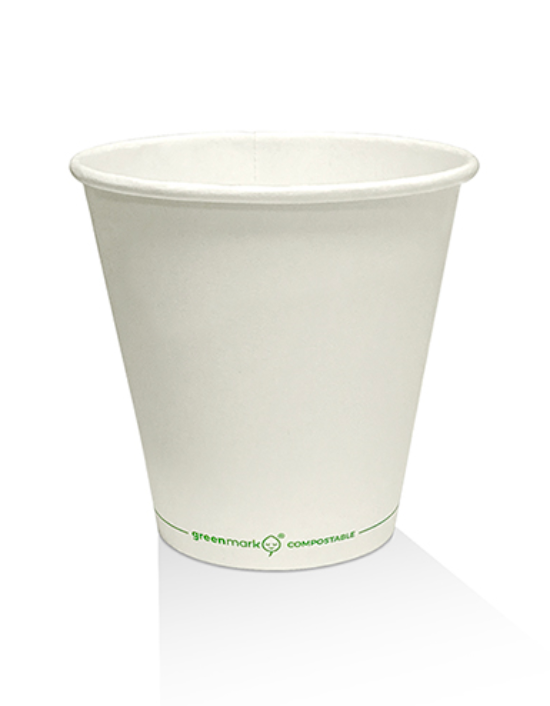 8oz PLA Coated Single Wall Coffee Cup Plain White 90mm Carton/1000