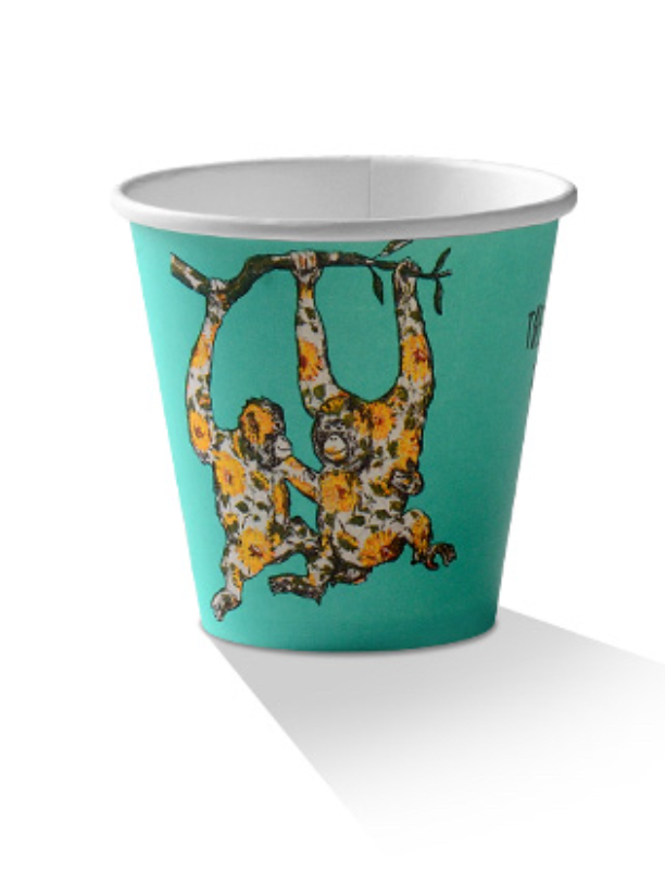 8oz PLA Coated Single Wall Coffee Cup Animal Print Carton/1000