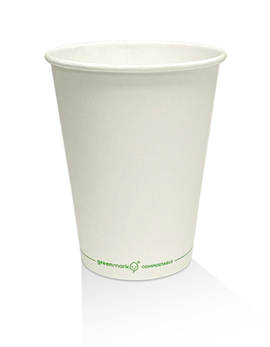 8oz PLA Coated Single Wall Coffee Cup Plain White Carton/1000