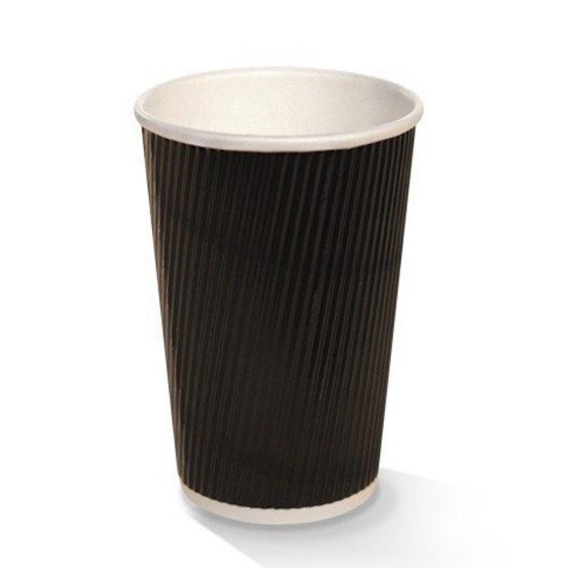 12oz Black Ripple Wall Coffee Cup Carton/500