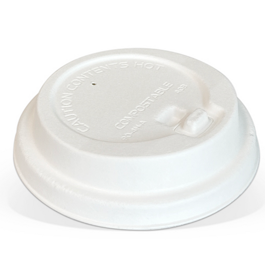 Bagasse Lock Back Lid 6/8/10/12/16/20oz White Colour (Carton of 1000)