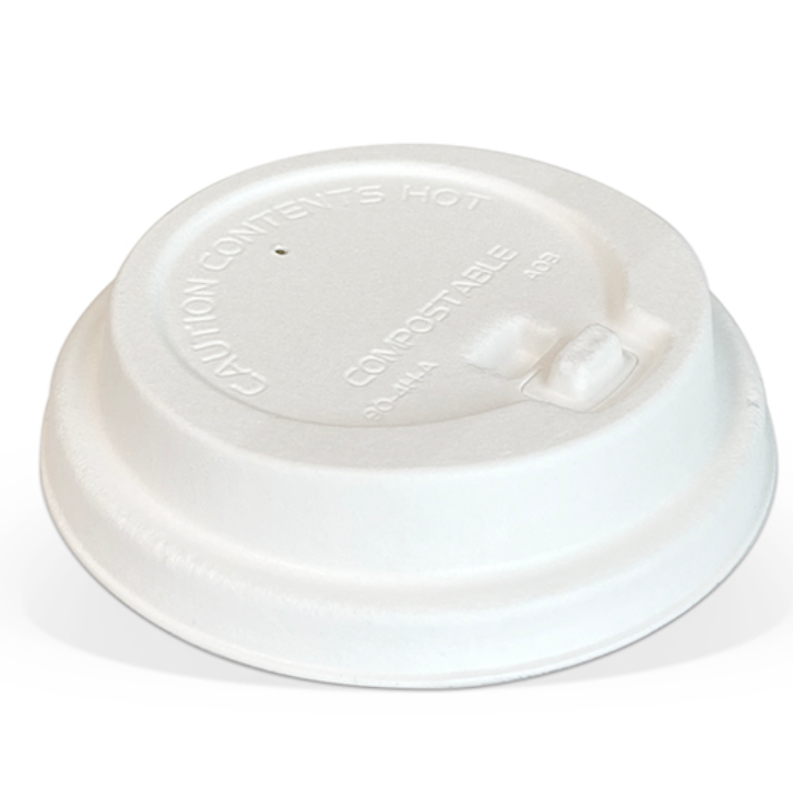 Bagasse Lock Back Lid 6/8/10/12/16/20oz White Colour (Carton of 1000)