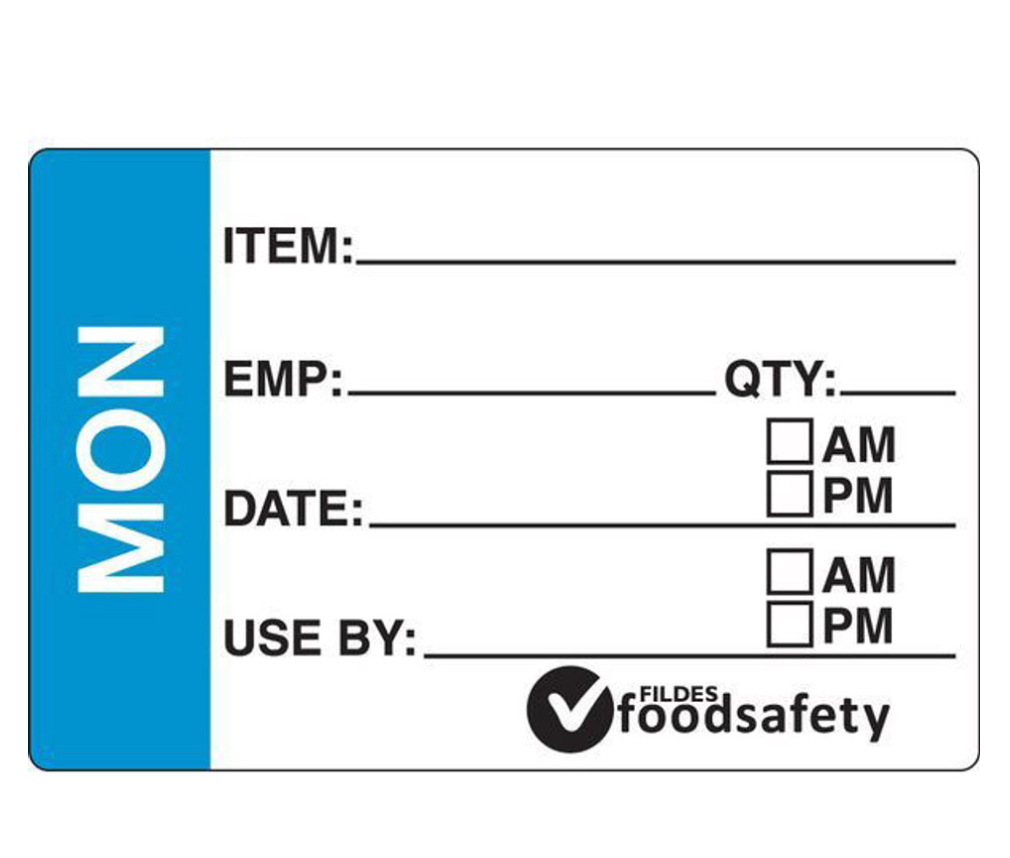 Food Rotation Label - Dissolvable- Mon to Friday