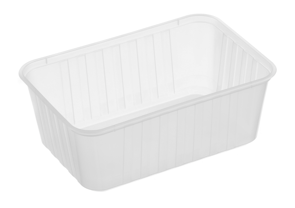 Genfac 1000ml Ribbed Rectangular Container Natural
