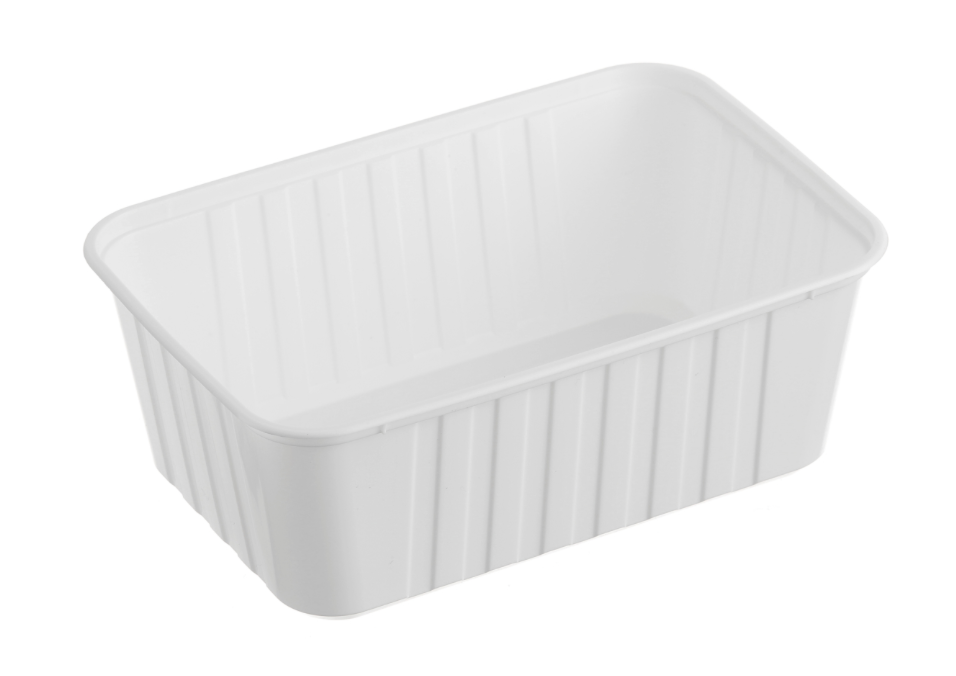 Genfac 1000ml Ribbed Rectangular Container White Carton/500