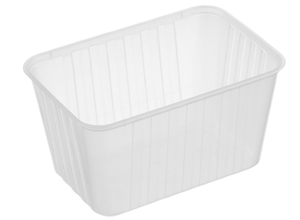 Genfac 1500ml Ribbed Rectangular Container Natural