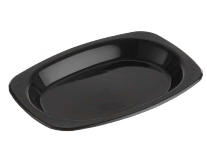 Genfac 160mm x 230mm Oval Plate Small Black Carton/500