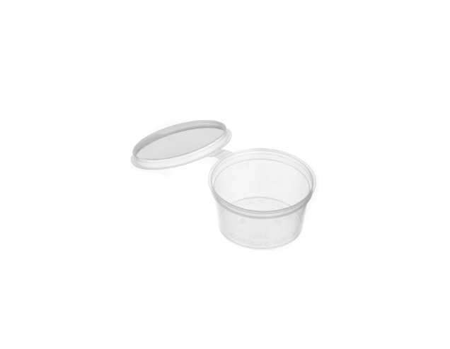 Genfac 28ml Round Hinged Container Natural Clear Carton/1000
