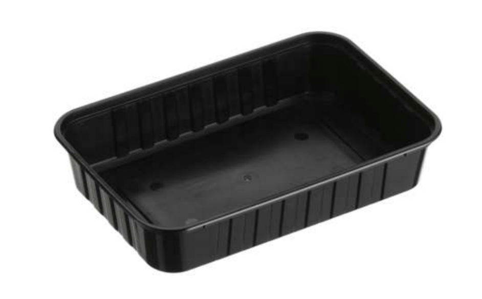 Genfac 500ml Ribbed Rectangular Container Black Carton/500