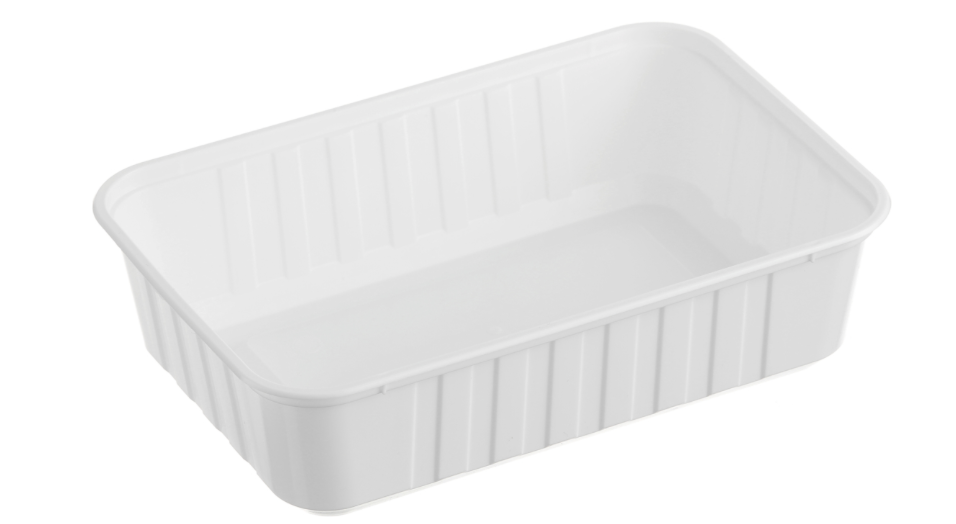 Genfac 680ml Ribbed Rectangular Container White Carton/500
