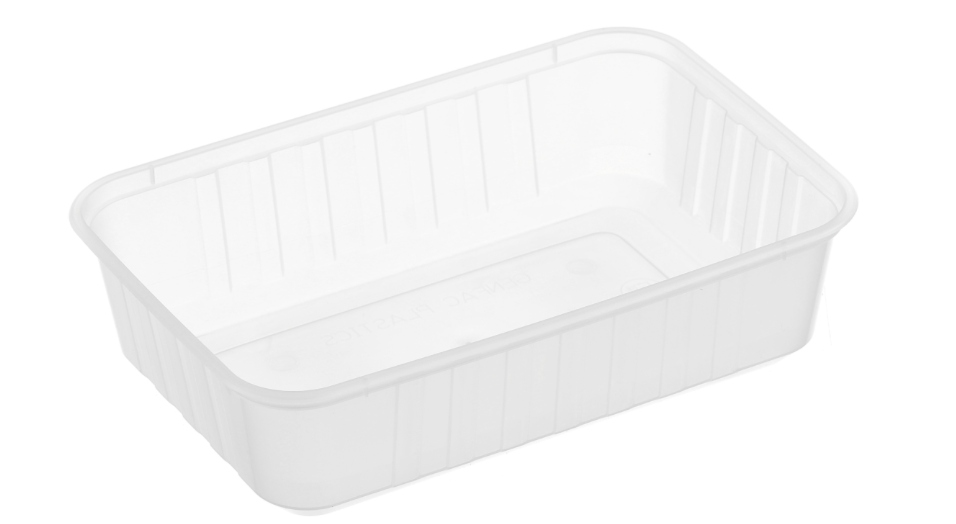 Genfac 750ml Ribbed Rectangular Container Natural