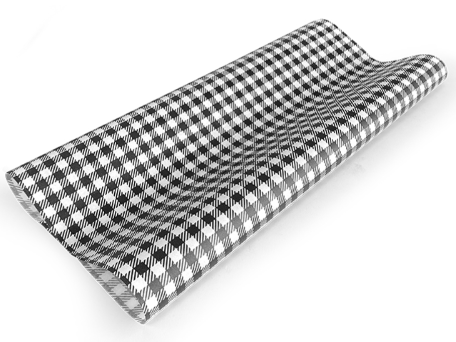 Printed Greaseproof Paper Gingham Black and White Checkered Pack/200