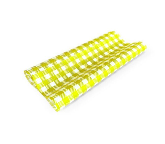 Printed Greaseproof Paper Gingham Yellow and White Checkered Pack/200