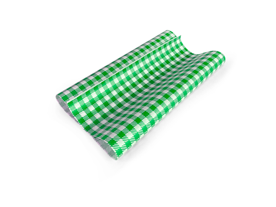 Printed Greaseproof Paper Gingham Green