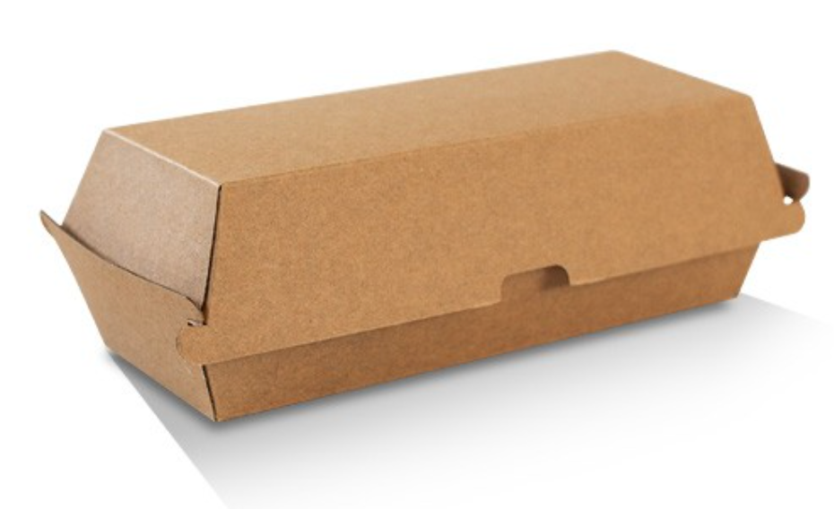 Hot Dog Box Brown Corrugated Plain Kraft (Carton of 200)