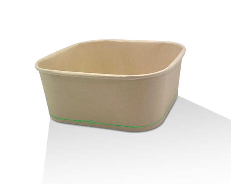 PBS Coated Square Bamboo Container 1200ml Carton/300