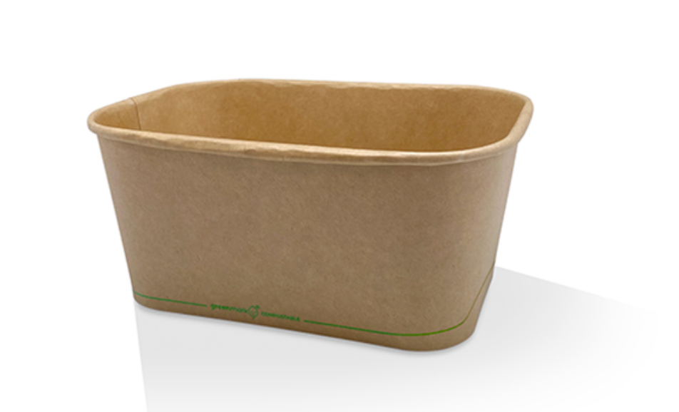 PLA Coated Kraft Rectangular Container 1000ml Carton/300