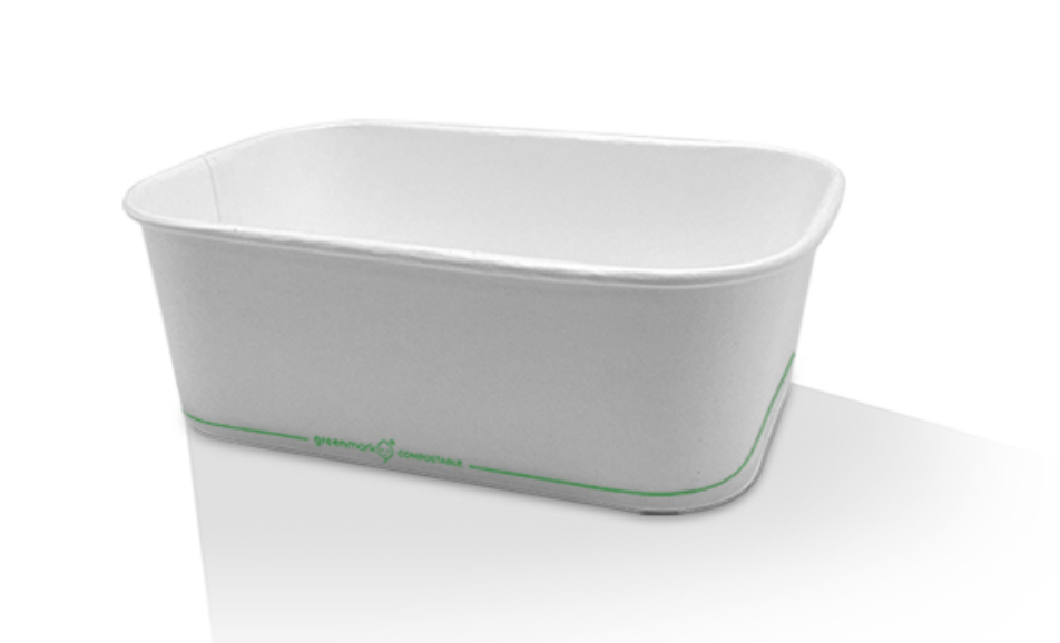 PLA Coated White Rectangular Container 750ml Carton/300