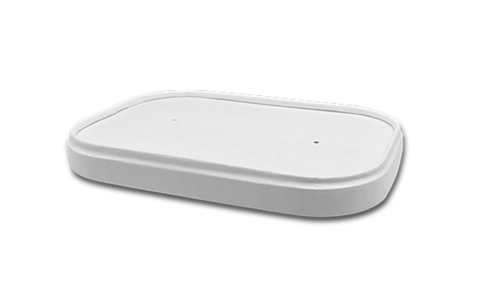 PLA Coated White Rectangular Container Lid to fit 500ml to 1000ml (Carton of 300)