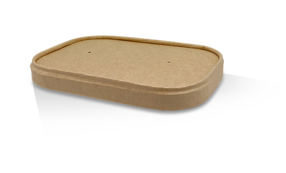 PP Coated Kraft Rectangular Container Lid to fit 500ml-1000ml Containers (Carton of 300)