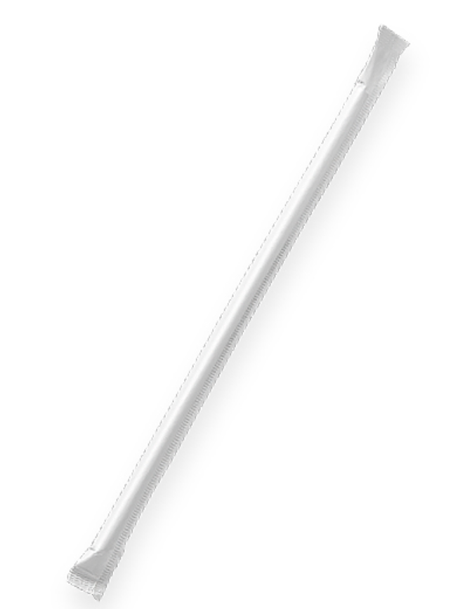 Paper Straw Flexi Plain White Individually Wrapped (Carton of 2500)