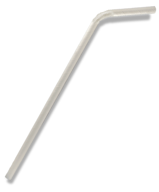 Paper Straw Flexi Plain White (Carton of 2500)