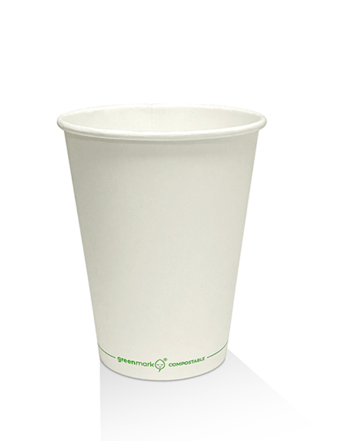 12oz PLA Coated Single Wall Coffee Cup Plain White (Carton of 1000)