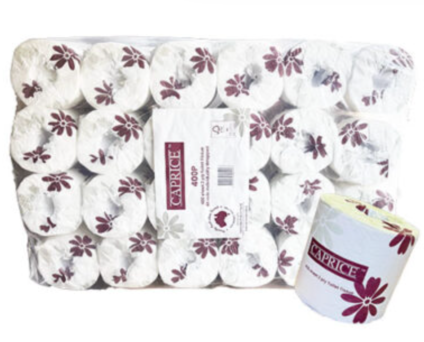 Caprice Toilet Paper Individually Wrapped 2ply 400 sheets Pack/48