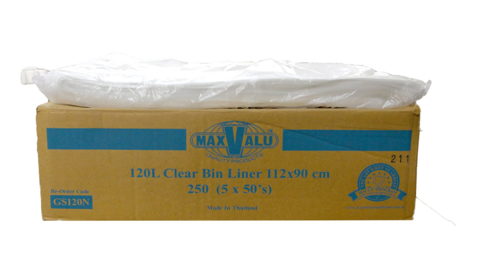 120L Clear Bin Liner Carton/250